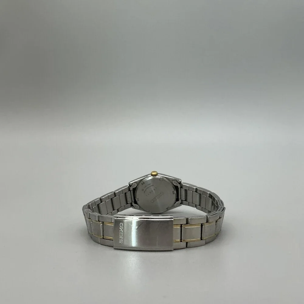 Vtg Seiko Womens Watch 24mm Blue Two Tone Day Date New Battery 6.75
